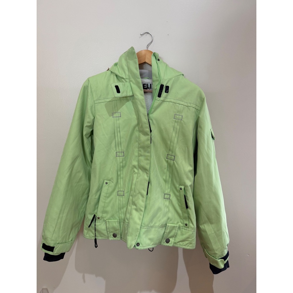 Helix Snowboard Wear Women Lime Green Faux Fur Hood Fleece Lined Ski Jacket S